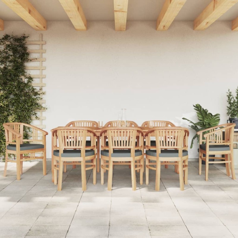vidaXL Juego de comedor para jardín 9 piezas madera maciza de teca vidaXL Juego de comedor para jardín 9 piezas madera maciza de teca