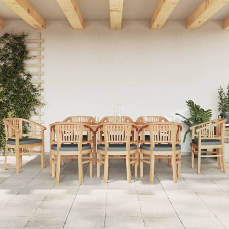 vidaXL Juego de comedor para jardín 9 piezas madera maciza de teca
