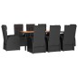 vidaXL Set de comedor de jardín 9 pzas y cojines ratán sintético negro vidaXL Set de comedor de jardín 9 pzas y cojines ratán sintético negro