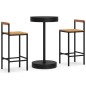 vidaXL Mesa bar y taburetes jardín 3 pzas madera acacia ratán PE negro