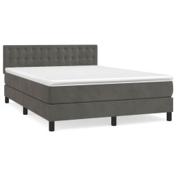 vidaXL Cama box spring con colchón terciopelo gris oscuro 140x190 cm