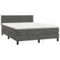 vidaXL Cama box spring con colchón terciopelo gris oscuro 140x190 cm vidaXL Cama box spring con colchón terciopelo gris oscuro 140x190 cm