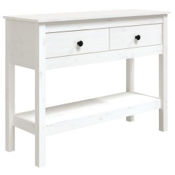 vidaXL Mesa consola de madera maciza de pino blanco 100x35x75 cm