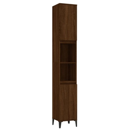 vidaXL Armario de baño madera contrachapada roble marrón 30x30x190 cm
