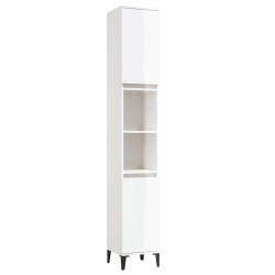 vidaXL Armario de baño madera contrachapada blanco brillo 30x30x190 cm