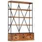 vidaXL Estantería de 4 niveles 6 cajones madera de mango 122x36x181 cm vidaXL Estantería de 4 niveles 6 cajones madera de mango 122x36x181 cm
