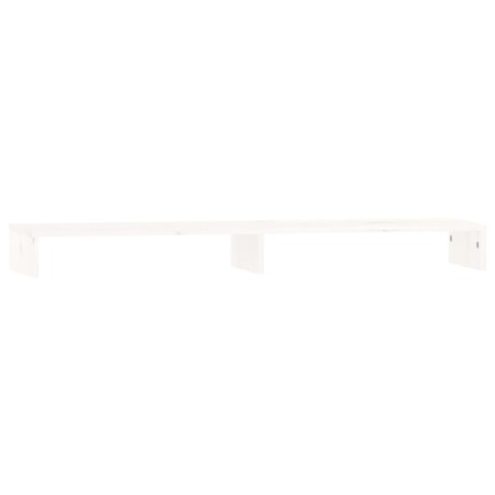 vidaXL Soporte de monitor madera maciza de pino blanco 100x27x10 cm