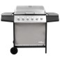 vidaXL Barbacoa de gas con 6 fogones negro y plateado vidaXL Barbacoa de gas con 6 fogones negro y plateado