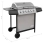vidaXL Barbacoa de gas con 6 fogones negro y plateado vidaXL Barbacoa de gas con 6 fogones negro y plateado