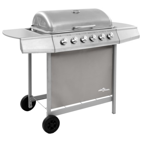 vidaXL Barbacoa de gas con 6 fogones plateado