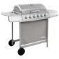 vidaXL Barbacoa de gas con 6 fogones plateado