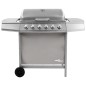 vidaXL Barbacoa de gas con 6 fogones plateado