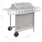 vidaXL Barbacoa de gas con 6 fogones plateado