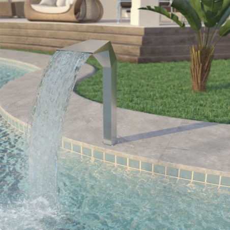 vidaXL Fuente de piscina de acero inoxidable 50x30x90 cm plateada  