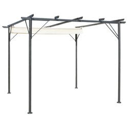 vidaXL Pérgola con tejado retráctil acero color blanco crema 3x3 m
