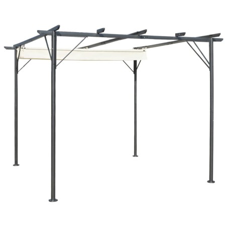 vidaXL Pérgola con tejado retráctil acero color blanco crema 3x3 m