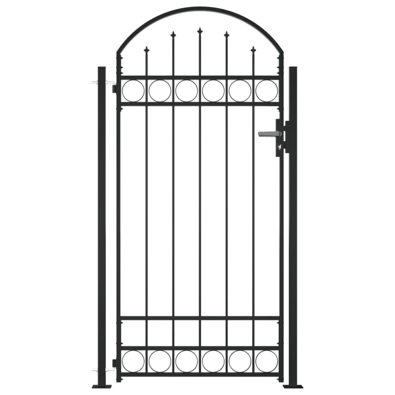 vidaXL Puerta de valla con arco y 2 postes negra 105x204 cm vidaXL Puerta de valla con arco y 2 postes negra 105x204 cm