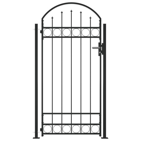 vidaXL Puerta de valla con arco y 2 postes negra 105x204 cm