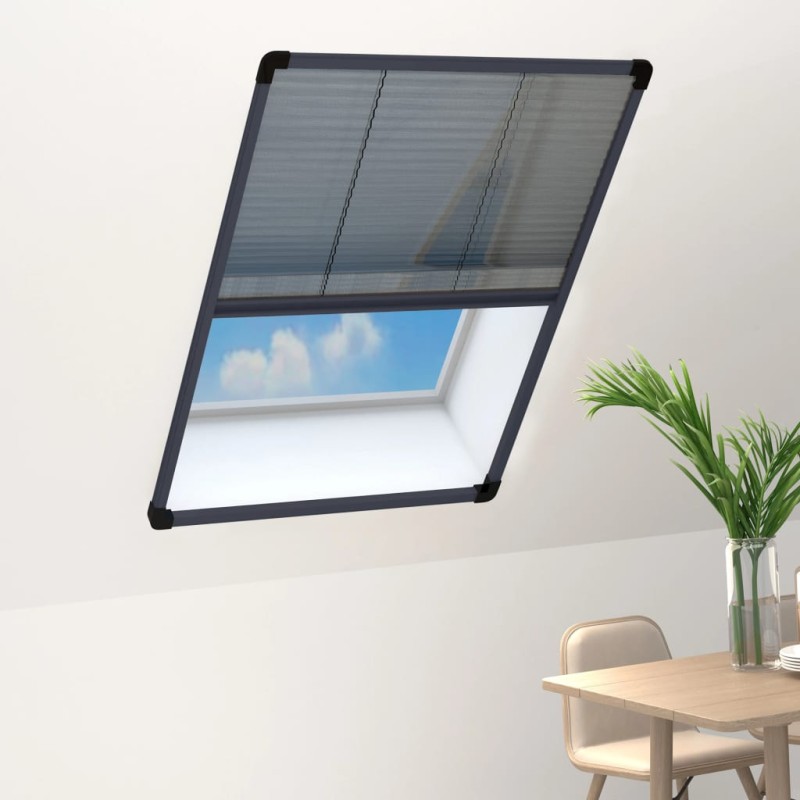 vidaXL Mosquitera plisada para ventanas aluminio antracita 80x120cm vidaXL Mosquitera plisada para ventanas aluminio antracita 80x120cm