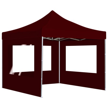 vidaXL Carpa plegable profesional y paredes aluminio rojo tinto 3x3m