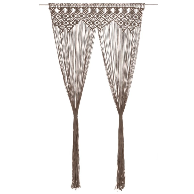 vidaXL Cortina de macramé algodón gris taupé 140x240 cm vidaXL Cortina de macramé algodón gris taupé 140x240 cm