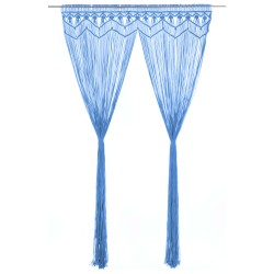 vidaXL Cortina de macramé algodón azul 140x240 cm