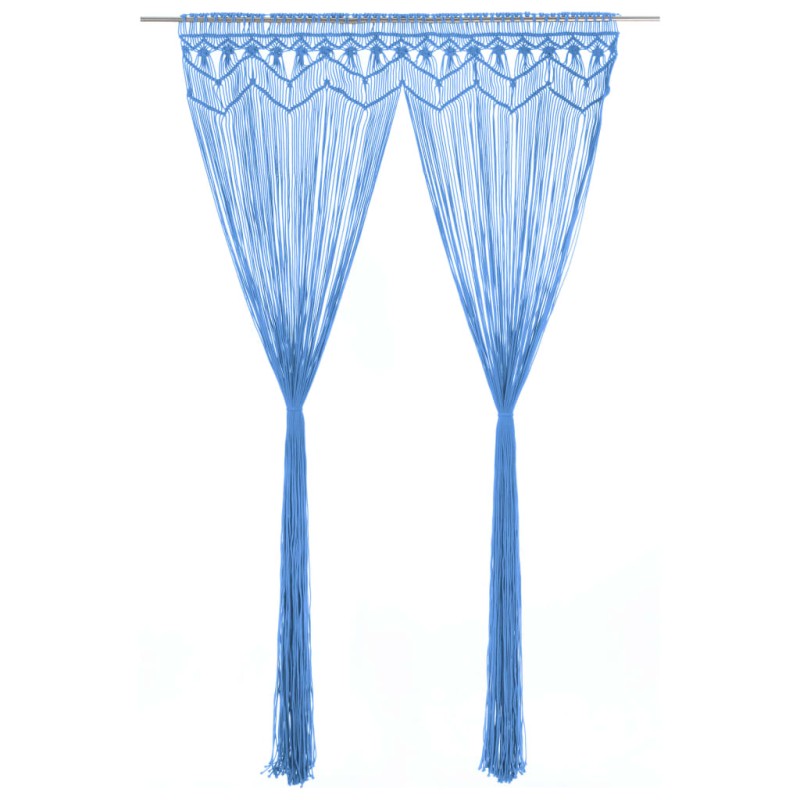 vidaXL Cortina de macramé algodón azul 140x240 cm vidaXL Cortina de macramé algodón azul 140x240 cm
