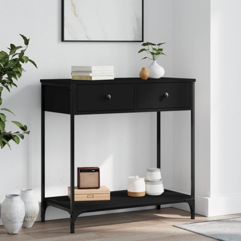 vidaXL Mesa consola madera de ingeniería negro 75x34,5x75 cm vidaXL Mesa consola madera de ingeniería negro 75x34,5x75 cm