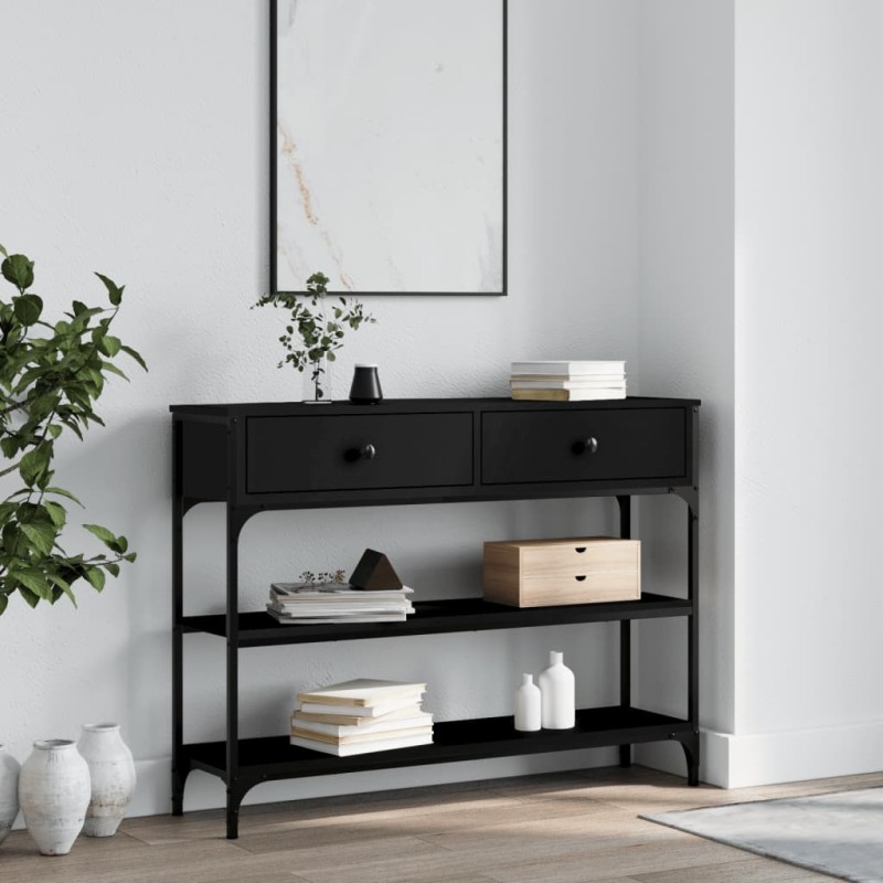 vidaXL Mesa consola madera de ingeniería negra 100x25x75 cm vidaXL Mesa consola madera de ingeniería negra 100x25x75 cm