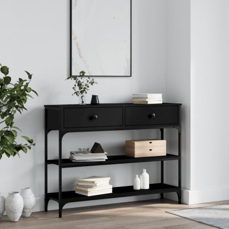 vidaXL Mesa consola madera de ingeniería negra 100x25x75 cm
