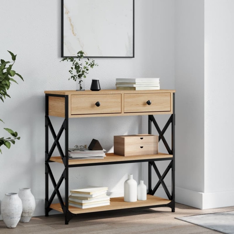 vidaXL Mesa consola madera de ingeniería roble Sonoma 75x28x75 cm vidaXL Mesa consola madera de ingeniería roble Sonoma 75x28x75 cm