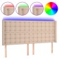 vidaXL Cabecero con LED cuero sintético capuchino 147x16x118/128cm vidaXL Cabecero con LED cuero sintético capuchino 147x16x118/128cm