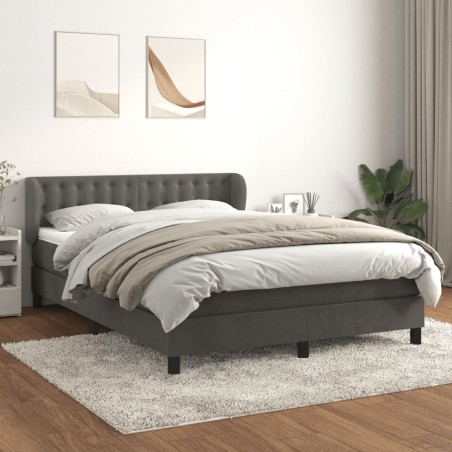 vidaXL Cama box spring con colchón terciopelo gris oscuro 140x200 cm