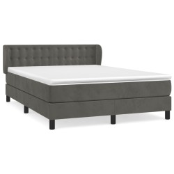 vidaXL Cama box spring con colchón terciopelo gris oscuro 140x200 cm
