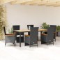 vidaXL Set de comedor de jardín 7 pzas y cojines ratán sintético negro vidaXL Set de comedor de jardín 7 pzas y cojines ratán sintético negro