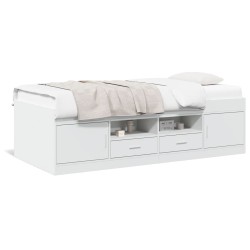 vidaXL Tumbona con cajones madera de ingeniería blanco 75x190 cm