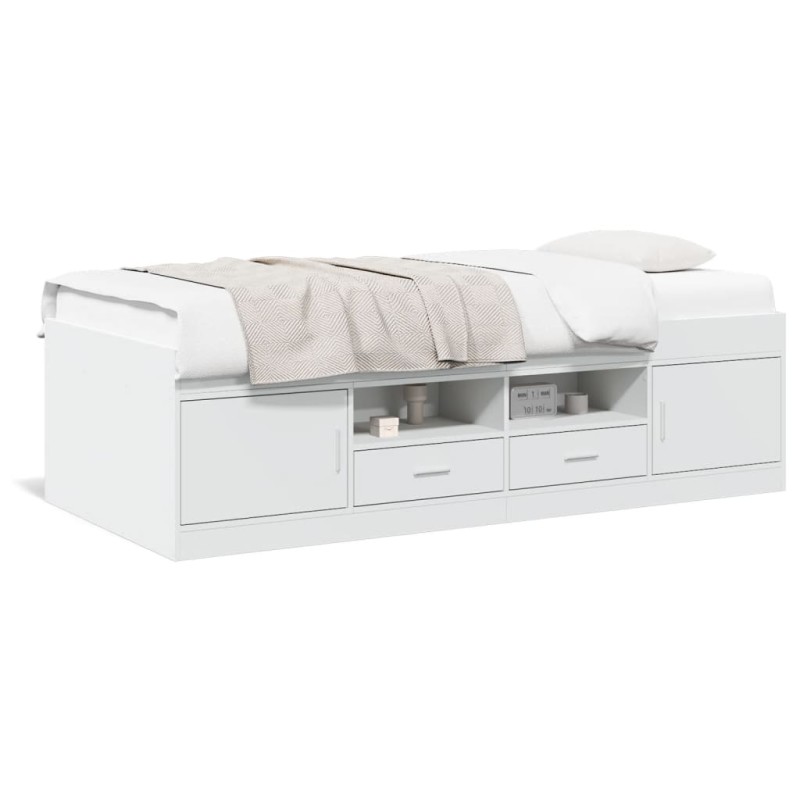 vidaXL Tumbona con cajones madera de ingeniería blanco 75x190 cm vidaXL Tumbona con cajones madera de ingeniería blanco 75x190 cm