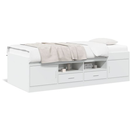 vidaXL Tumbona con cajones madera de ingeniería blanco 75x190 cm