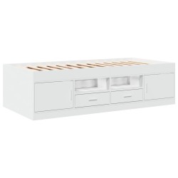 vidaXL Tumbona con cajones madera de ingeniería blanco 75x190 cm