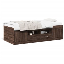 vidaXL Tumbona con cajones madera ingeniería roble marrón 75x190 cm
