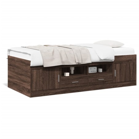 vidaXL Tumbona con cajones madera ingeniería roble marrón 75x190 cm
