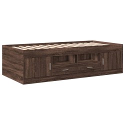 vidaXL Tumbona con cajones madera ingeniería roble marrón 75x190 cm