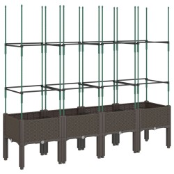 vidaXL Jardinera con enrejado PP marrón 160x40x142,5 cm