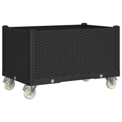 vidaXL Jardinera con ruedas PP negro 80x50x54 cm
