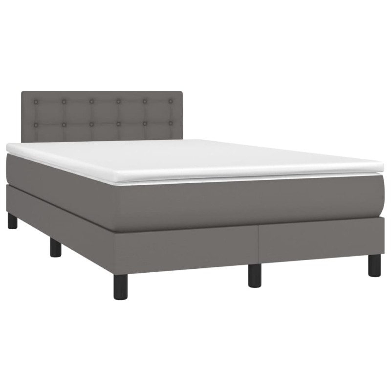 vidaXL Cama box spring con colchón LED cuero sintético gris 120x190 cm vidaXL Cama box spring con colchón LED cuero sintético gris 120x190 cm