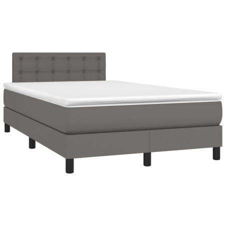 vidaXL Cama box spring con colchón LED cuero sintético gris 120x190 cm