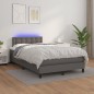vidaXL Cama box spring con colchón LED cuero sintético gris 120x190 cm vidaXL Cama box spring con colchón LED cuero sintético gris 120x190 cm