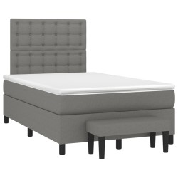 vidaXL Cama box spring con colchón tela gris oscuro 120x190 cm