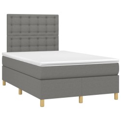 vidaXL Cama box spring con colchón tela gris oscuro 120x190 cm