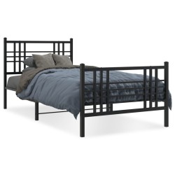 vidaXL Estructura de cama con cabecero y estribo metal negro 100x190cm